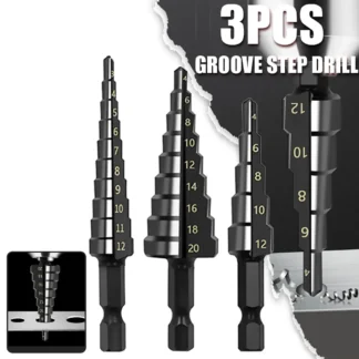 3pcs hss straight groove step свердло bit 3-12mm 4-12mm
