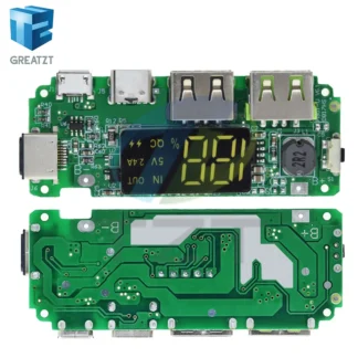 LED Dual USB 5V 2.4A Micro/Тип-C USB Мобільний Живлення Bank