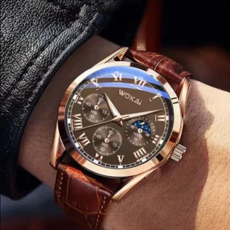 Модний business three-eye roman dial bamboo пасок quartz